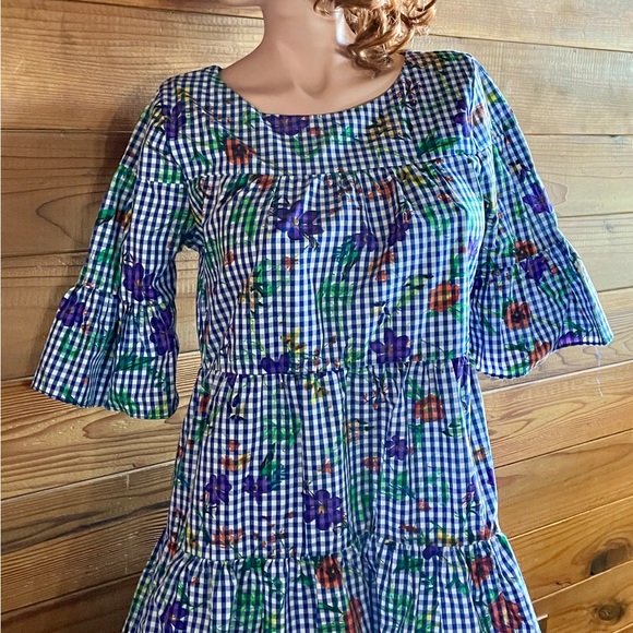 NWT $175 ROMEO & JULIET COUTURE Gingham & Floral Print DRESS Size Medium - Picture 14 of 16